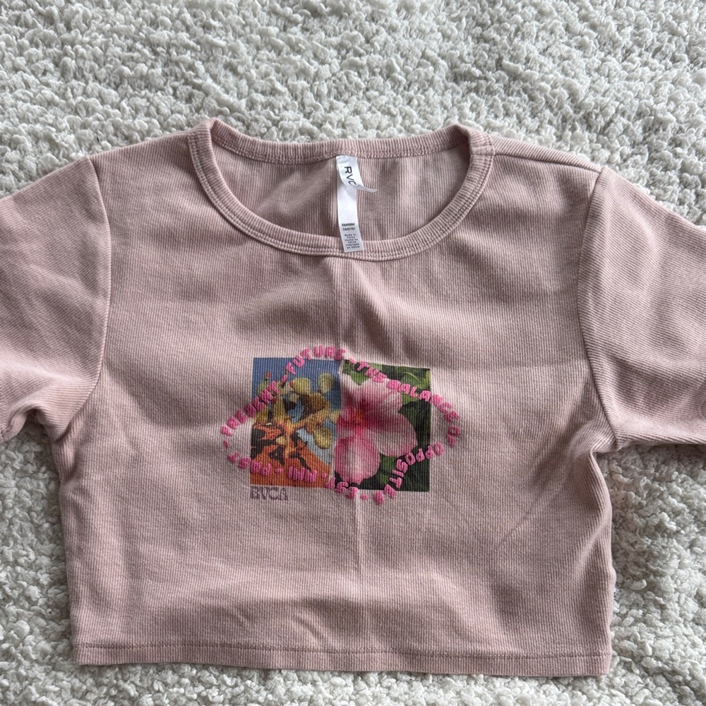 RVCA Pink Graphic Crop Top